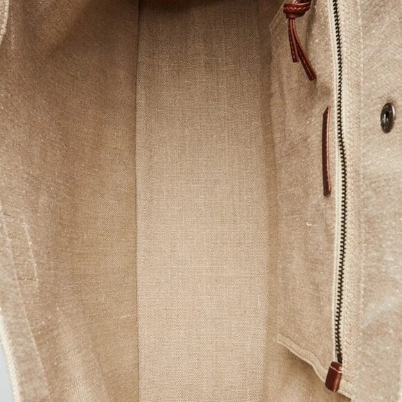 Yves Saint Laurent Natural Linen And Leather Rive Gauche Tote Bag - Picture 7 of 9